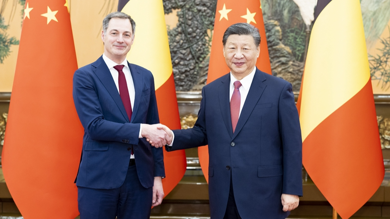 Си Цзиньпин на встрече с премьер-министром Бельгии Александром Де Кроо ...